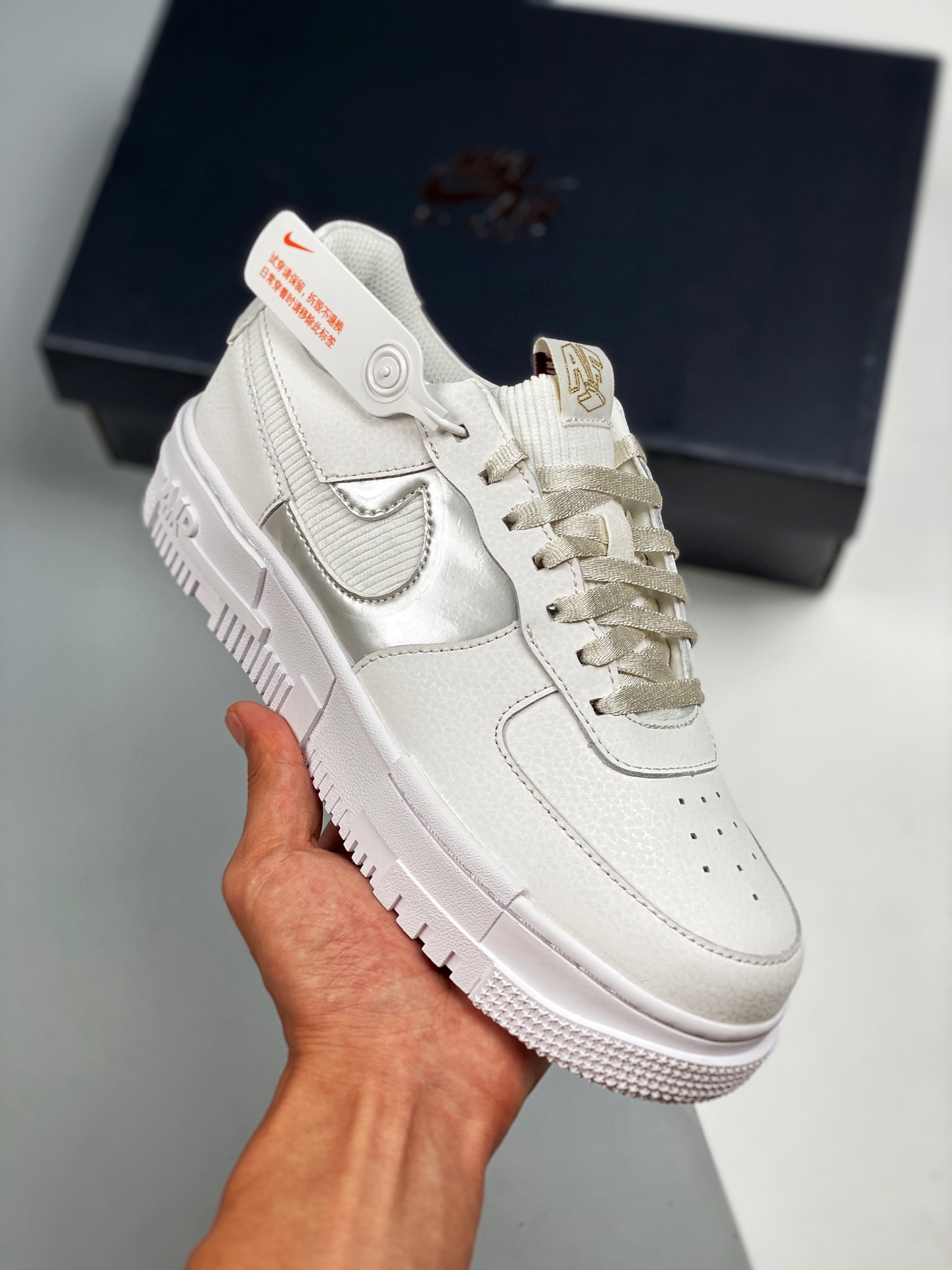 Air Force 1 "Pixel" Silver White Original Last Original Cardboard Authentic Air Force Silhouette Focus on Foreign Trade…