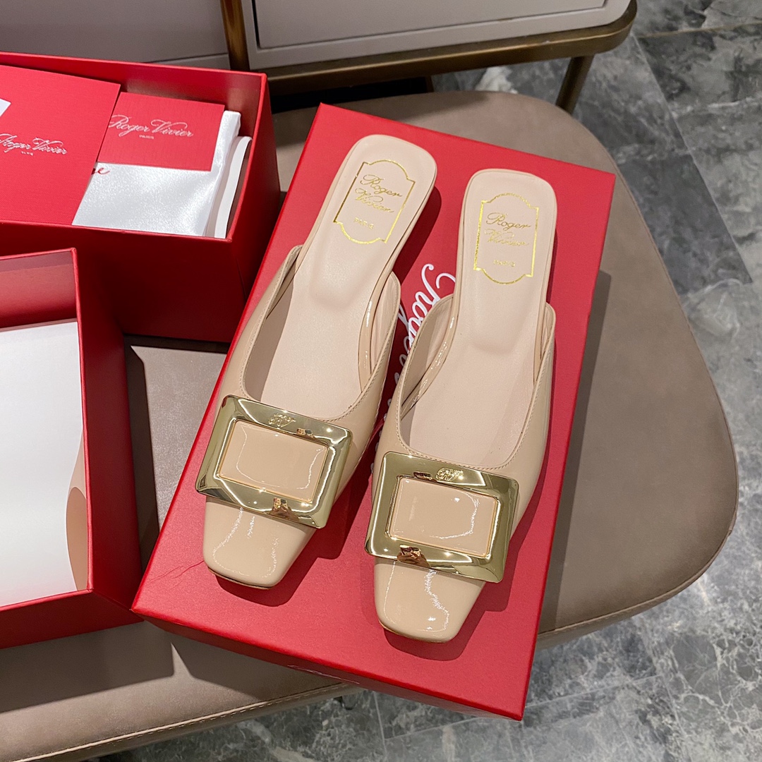 NO:412460,Patent leather nude powder - 2.5cm slippers, semi-trails, slippers19860909漆皮裸粉 - 2.5cm拖鞋,半拖,slippers,Women's Shoes