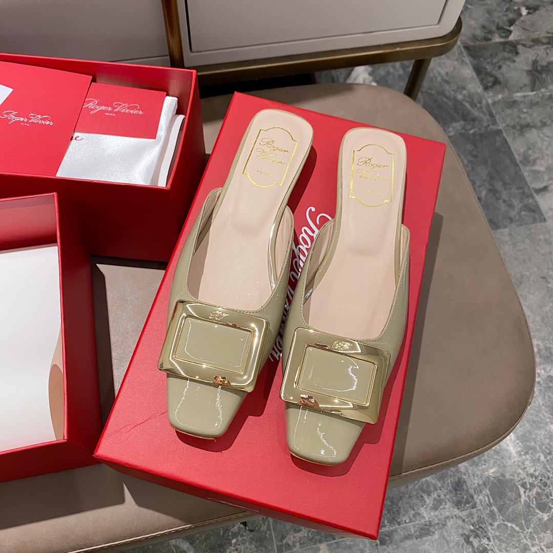 NO:412478,Patent leather elephant gray - 2.5cm slippers, semi-trails, slippers19860909漆皮大象灰 - 2.5cm拖鞋,半拖,slippers,Women's Shoes