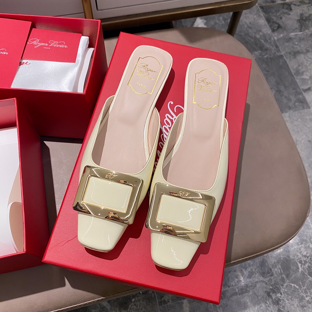 NO:412527,Patent leather beige - 2.5cm slippers, semi-trails, slippers19860909漆皮米白 - 2.5cm拖鞋,半拖,slippers,Women's Shoes