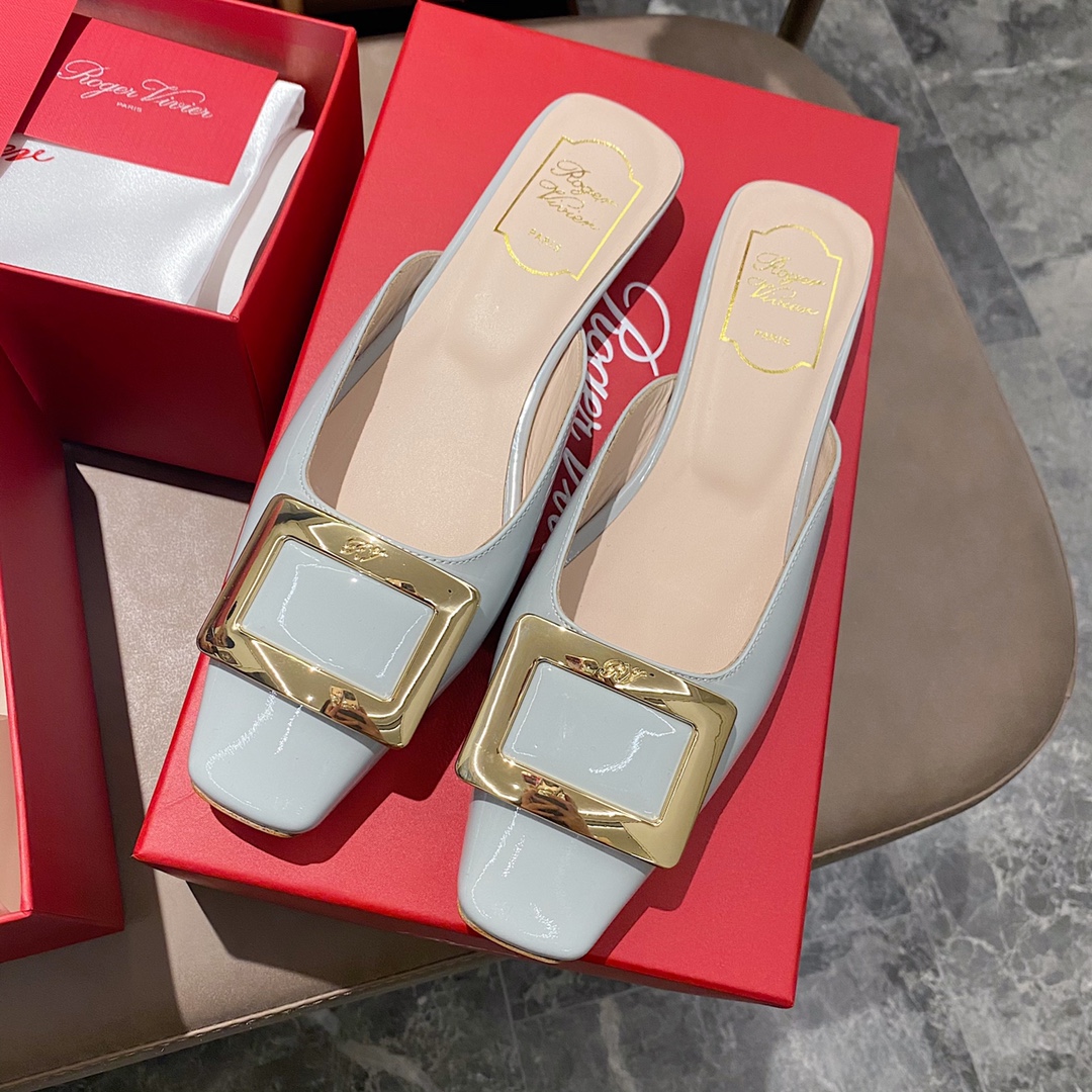 NO:412545,Patent leather light blue - 2.5cm slippers, semi-trails, slippers19860909漆皮浅蓝色 - 2.5cm拖鞋,半拖,slippers,Women's Shoes