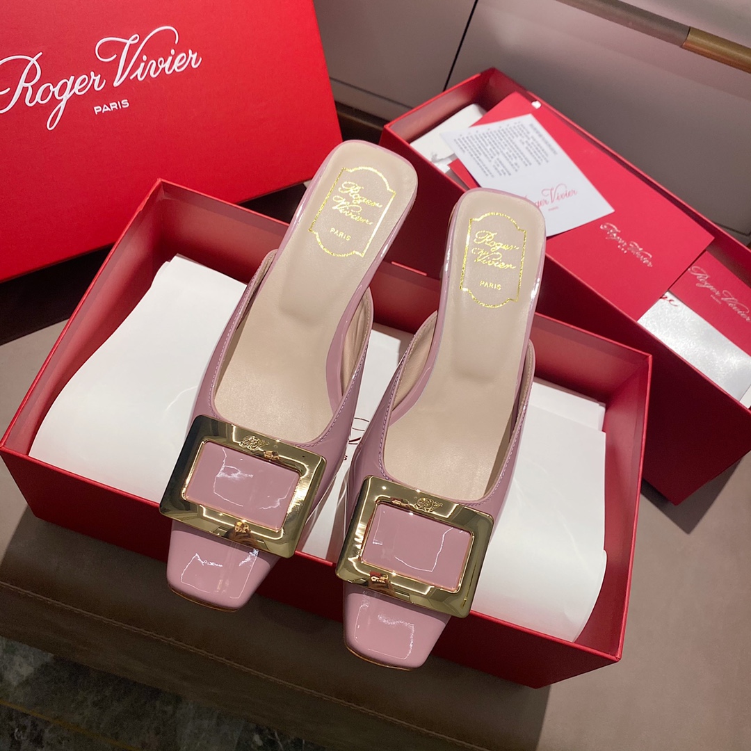 NO:412510,Patent leather pink purple - 4.5cm slippers, semi-trails, slippers19860909漆皮粉紫色 - 4.5cm拖鞋,半拖,slippers,Women's Shoes