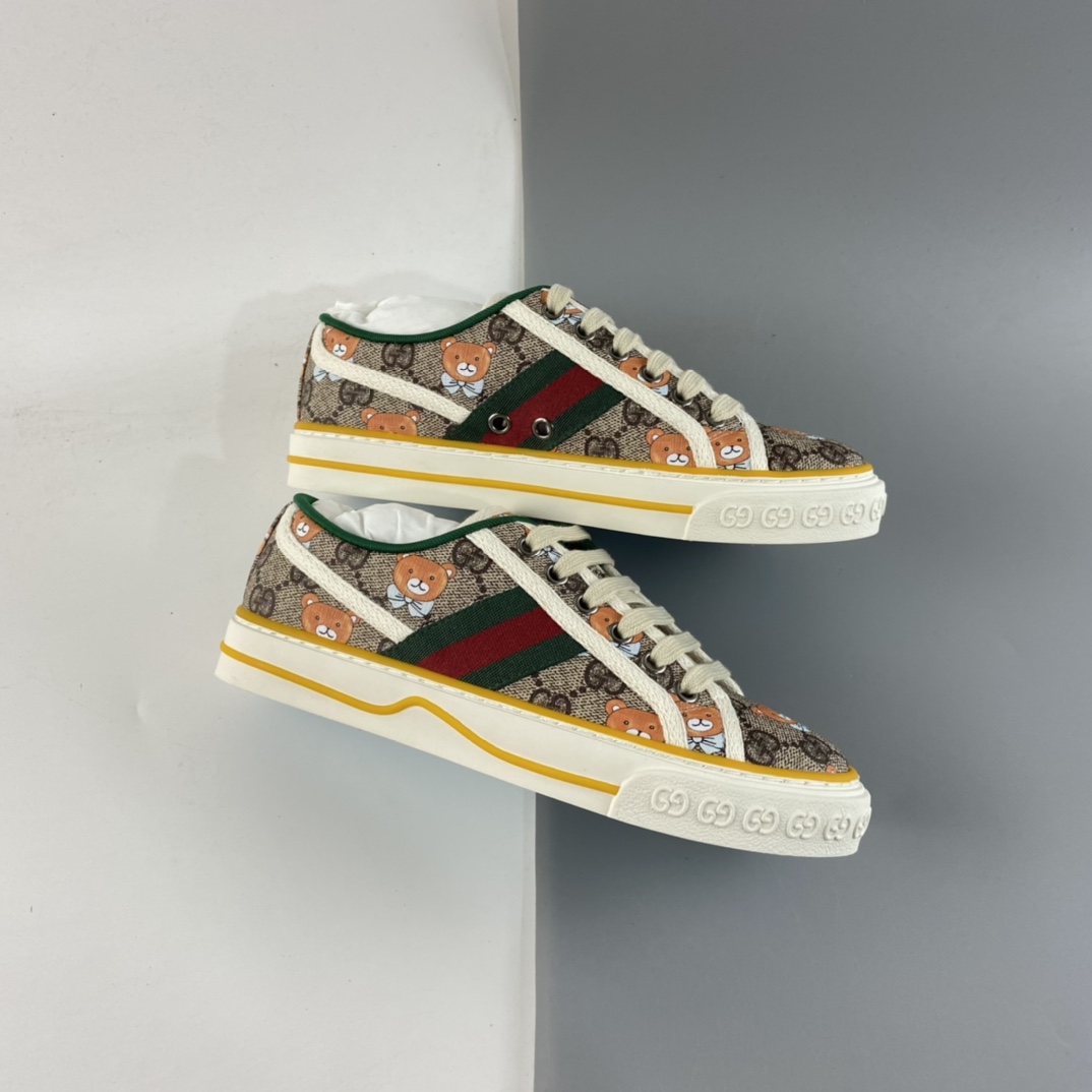 P320 Gucci Tennis 1977 Print Sneaker 帆布小熊印花复古休闲运动板鞋