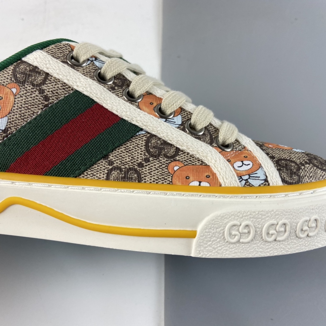 P320 Gucci Tennis 1977 Print Sneaker 帆布小熊印花复古休闲运动板鞋