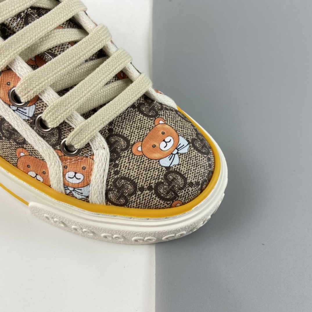 P320 Gucci Tennis 1977 Print Sneaker 帆布小熊印花复古休闲运动板鞋