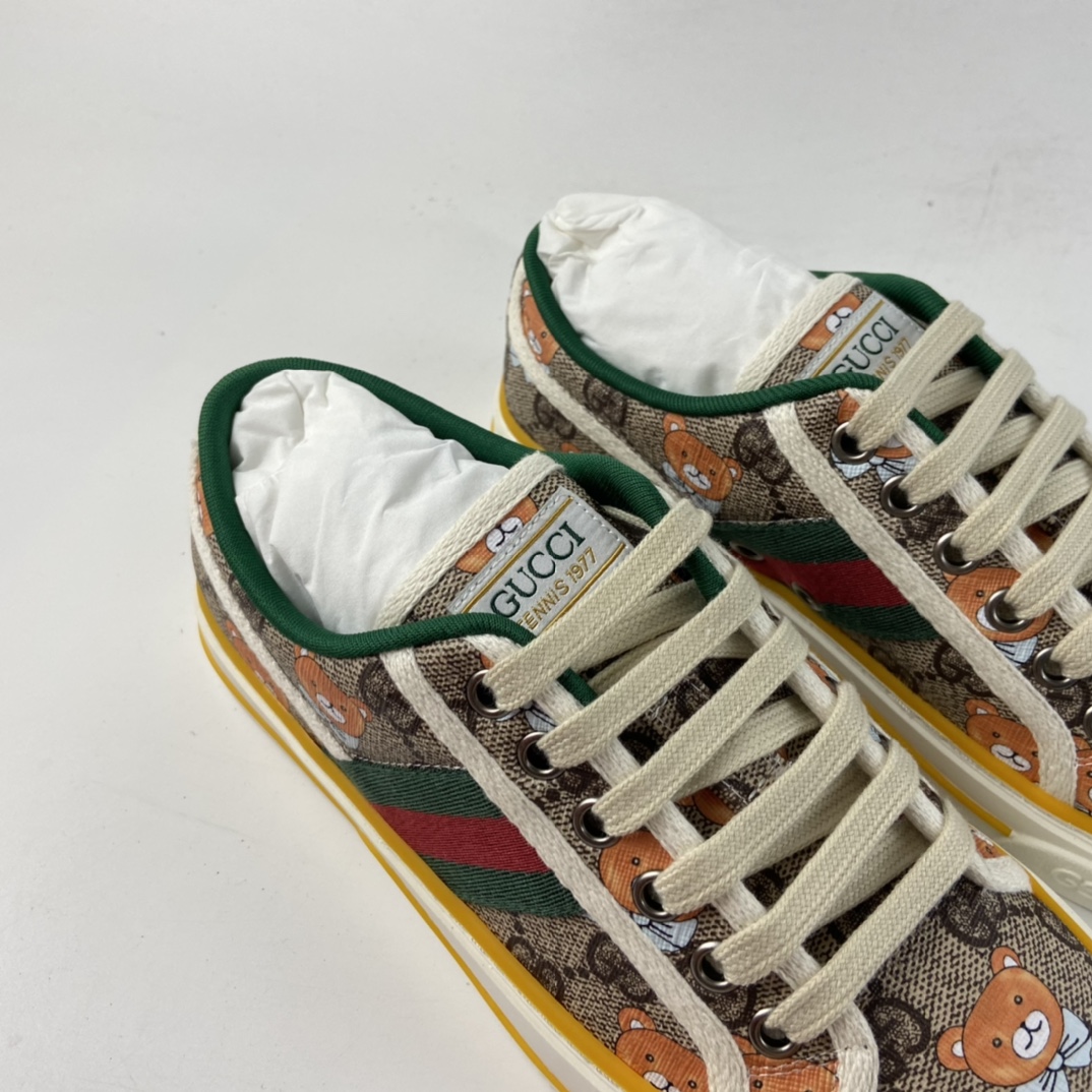 P320 Gucci Tennis 1977 Print Sneaker 帆布小熊印花复古休闲运动板鞋