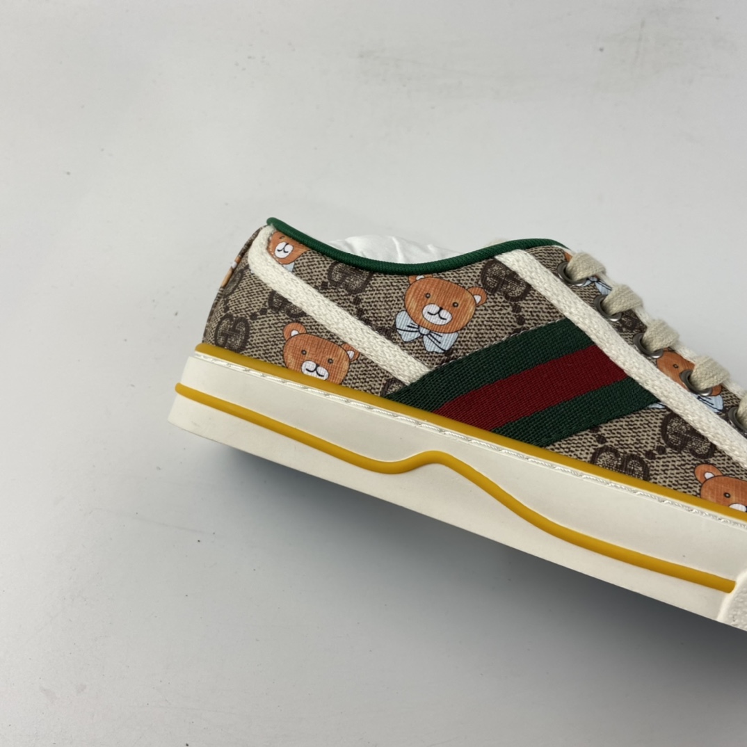 P320 Gucci Tennis 1977 Print Sneaker 帆布小熊印花复古休闲运动板鞋