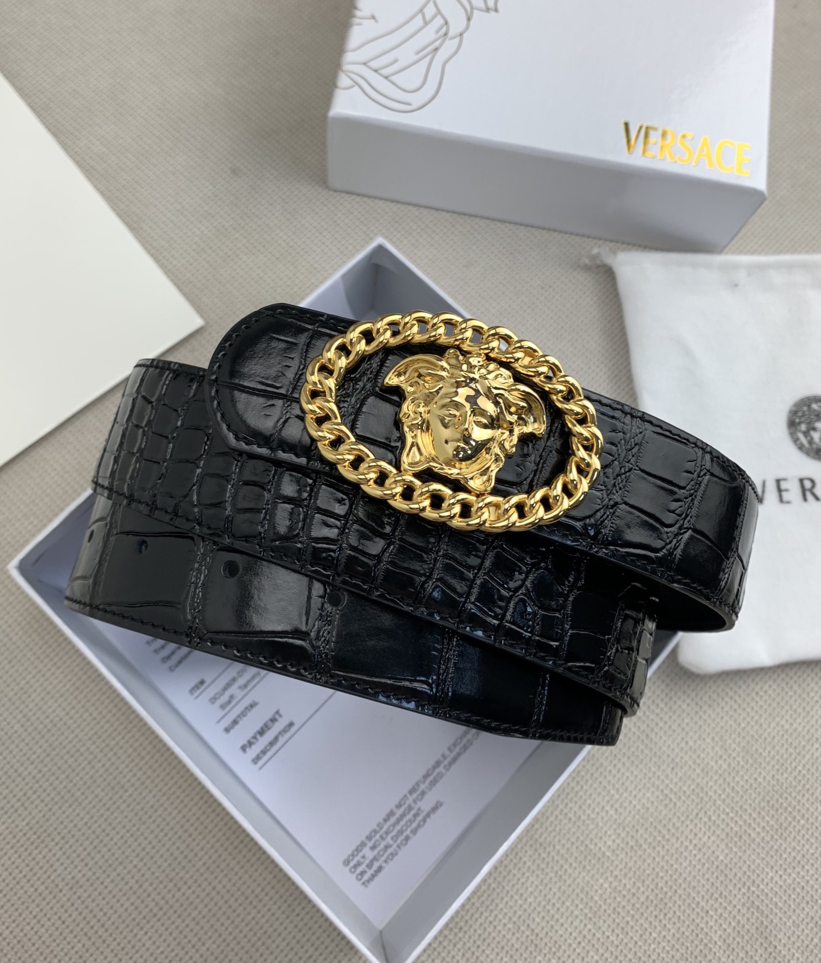 【范思哲】Versace 来自意大利知名的奢侈 范思哲专柜原版鳄鱼纹腰带