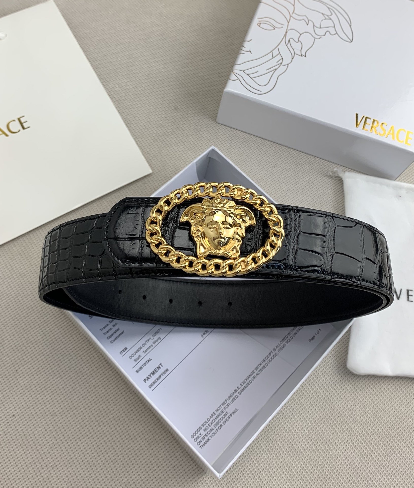 【范思哲】Versace 来自意大利知名的奢侈 范思哲专柜原版鳄鱼纹腰带