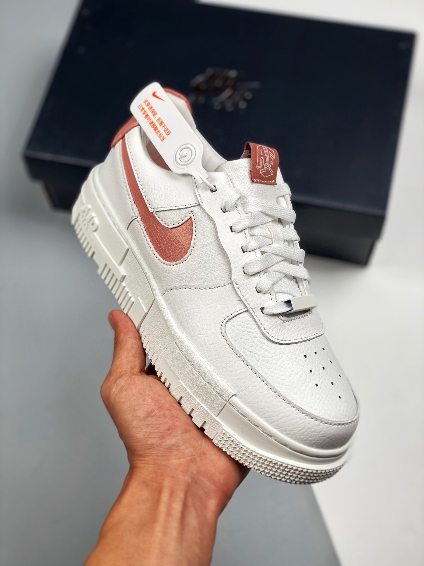 Air Force 1 "Pixel" White Pink Original Last Original Cardboard Authentic Air Force Silhouette Focus on Foreign Trade C…