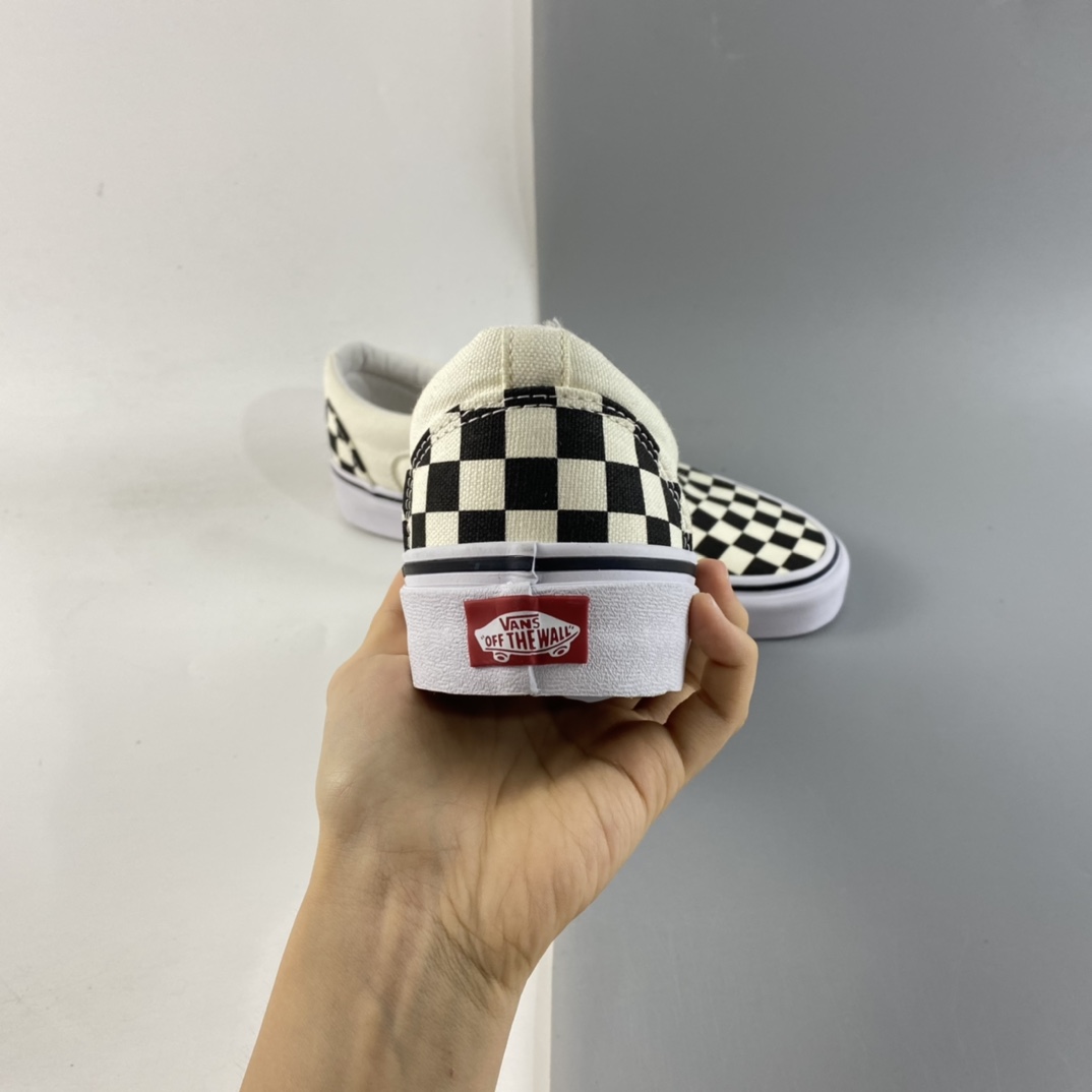 P140 Vans范斯官方 黑白棋盘格子帮高一脚蹬复古潮流男女鞋低帮帆布鞋休闲鞋 VN000SEQIPD