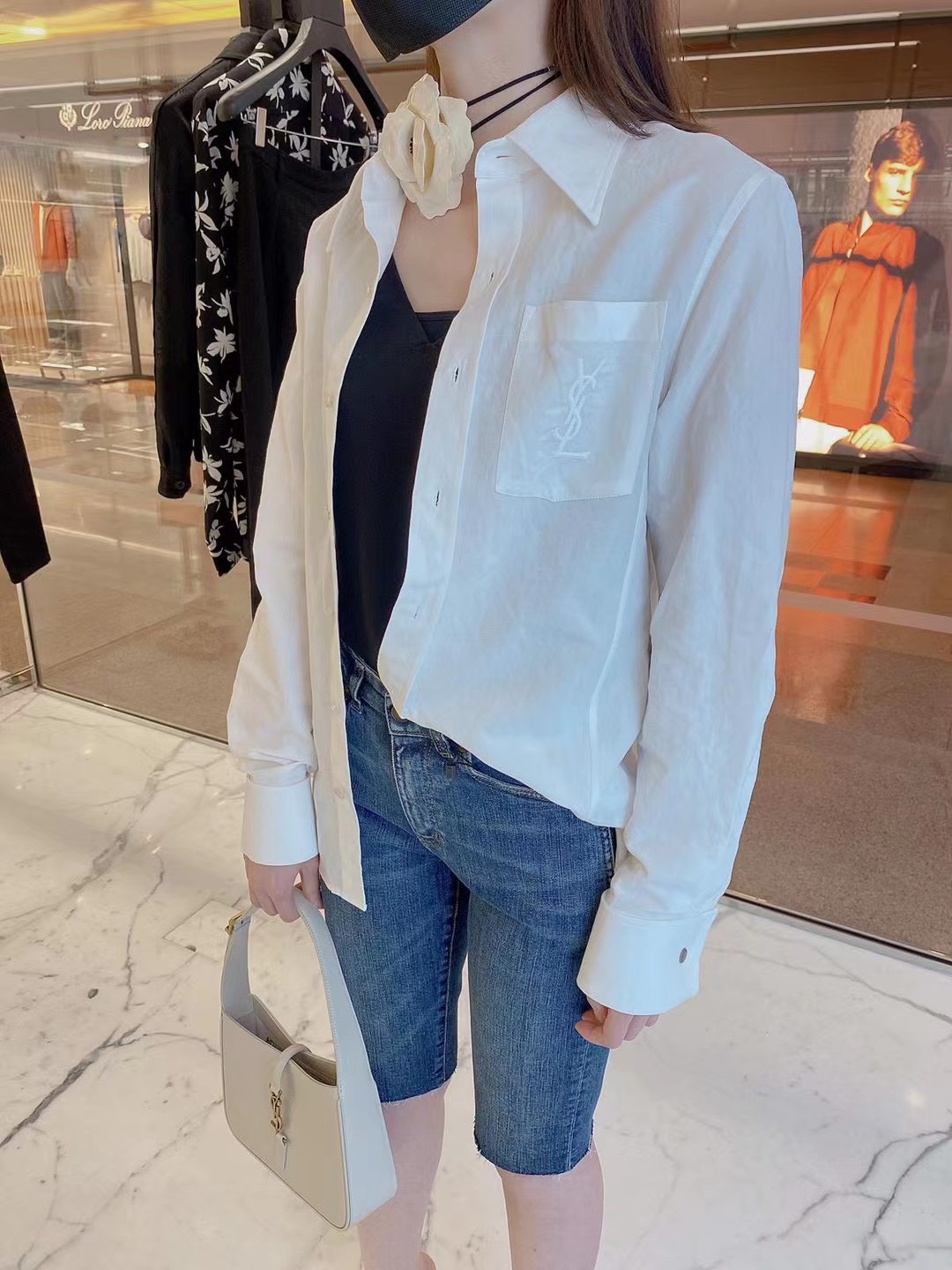 Saint laurent Ysl LE 5 À 7 平纹腋下包 657228白色