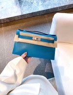 The Best Quality Replica
 Hermes Kelly Handbags Crossbody & Shoulder Bags Blue Sewing Silver Hardware Mini