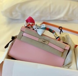 Hermes Kelly Handbags Crossbody & Shoulder Bags Pink Sewing Silver Hardware Mini