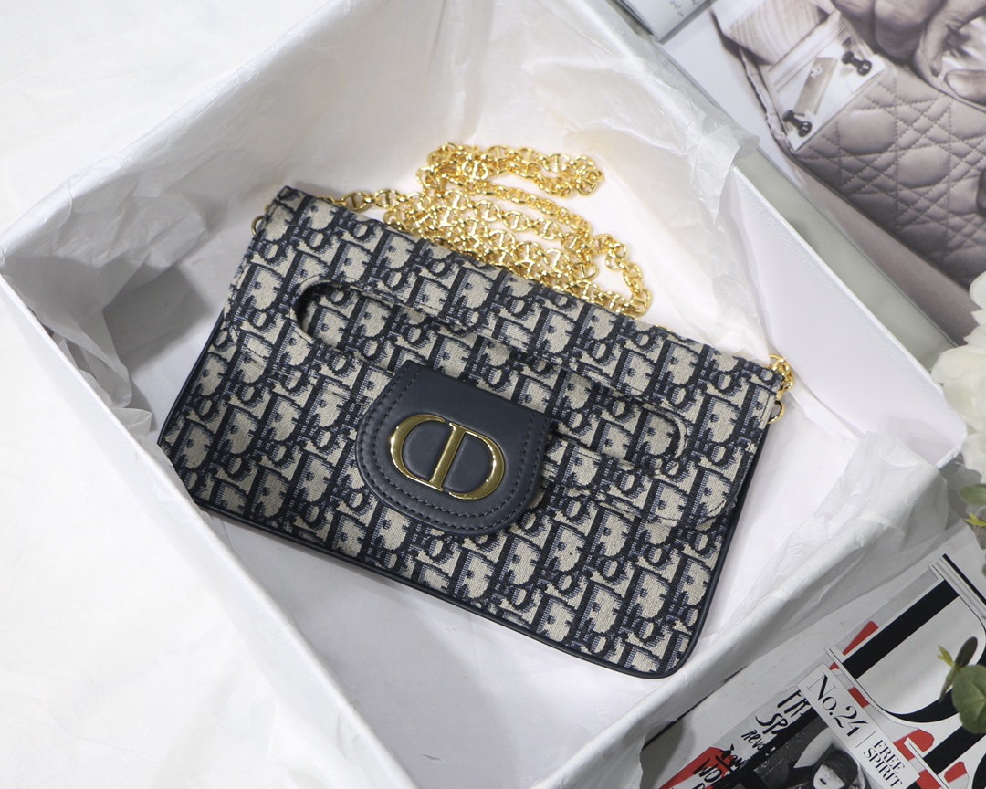 Dior D Double Oblique монограмма сумка магнитный клапан цепочка-ремень