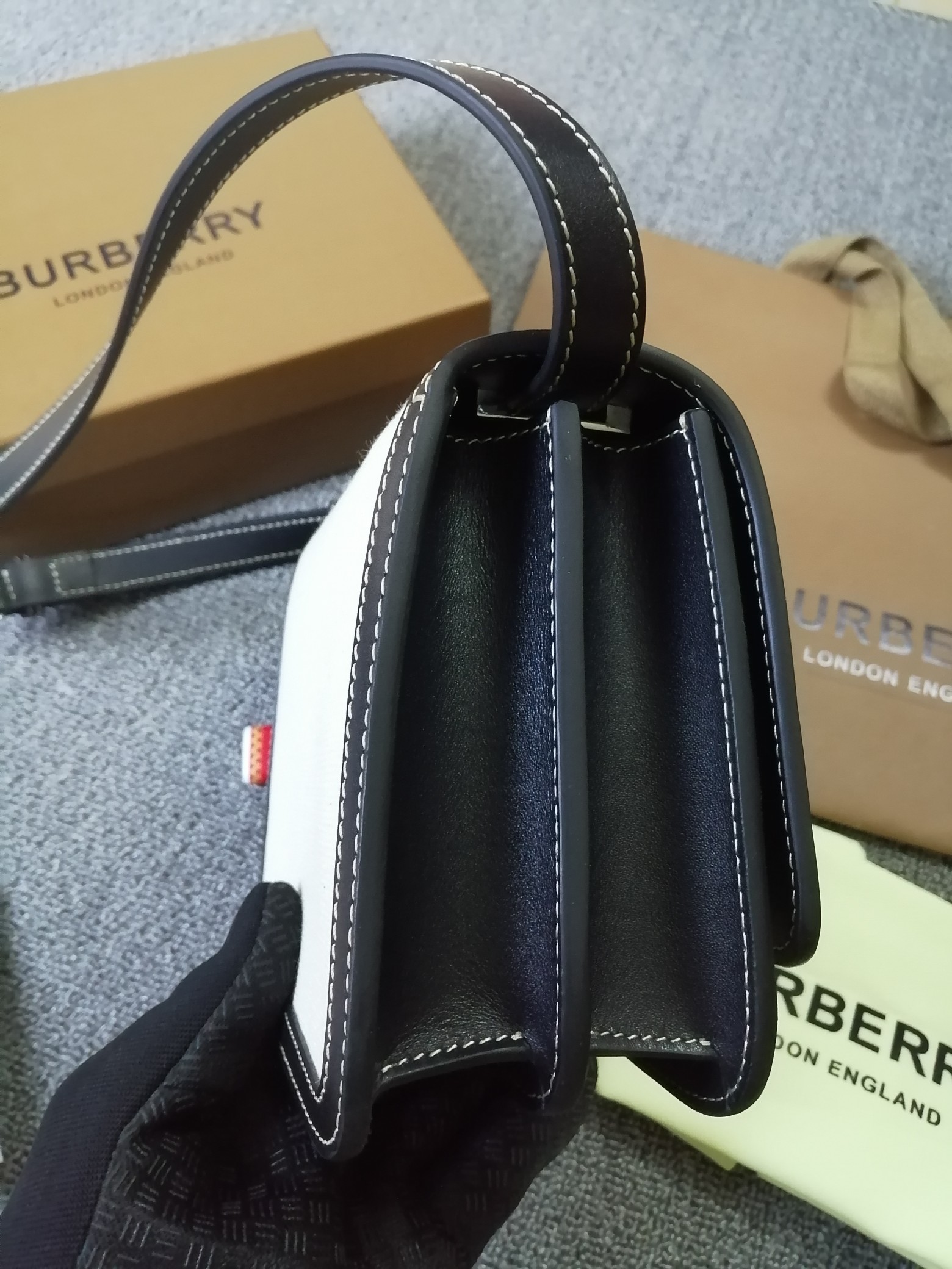 Thomas Bur 小号双色帆布革ロックバッグ - 立挺デザイン・多機能