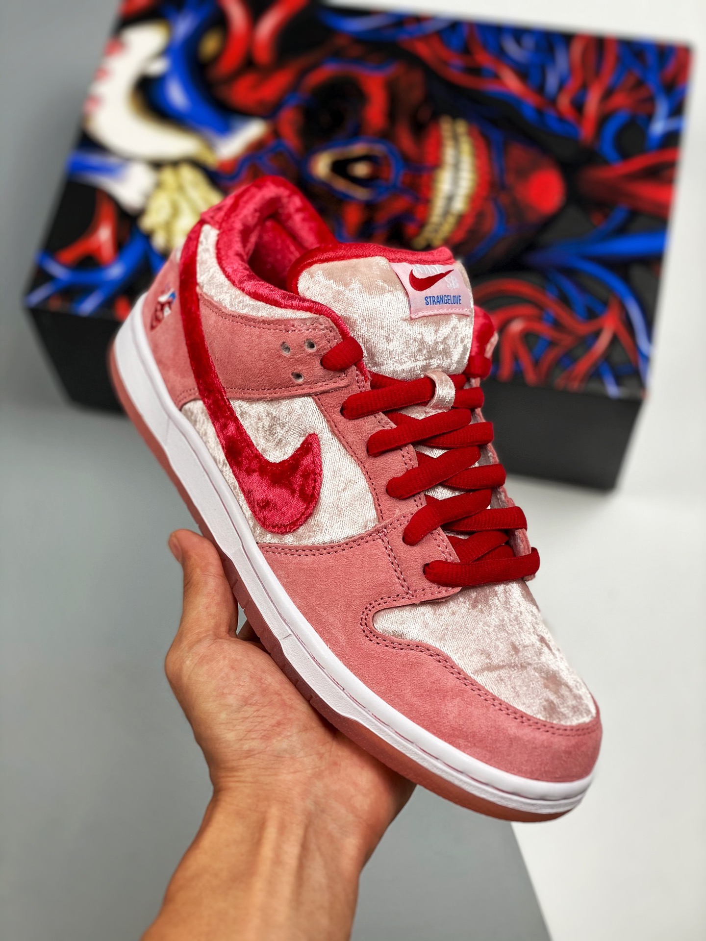 Versión G original, el mejor San Valentín de toda la red, Nike SB Dunk Low x StrangeLove blanco rosa San Valentín, la ú…