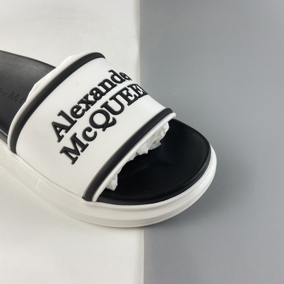 P180 Alexander McQueen 麦昆 Oversized Hybrid Signature Slides LOGO 厚底一字拖时装休闲拖鞋