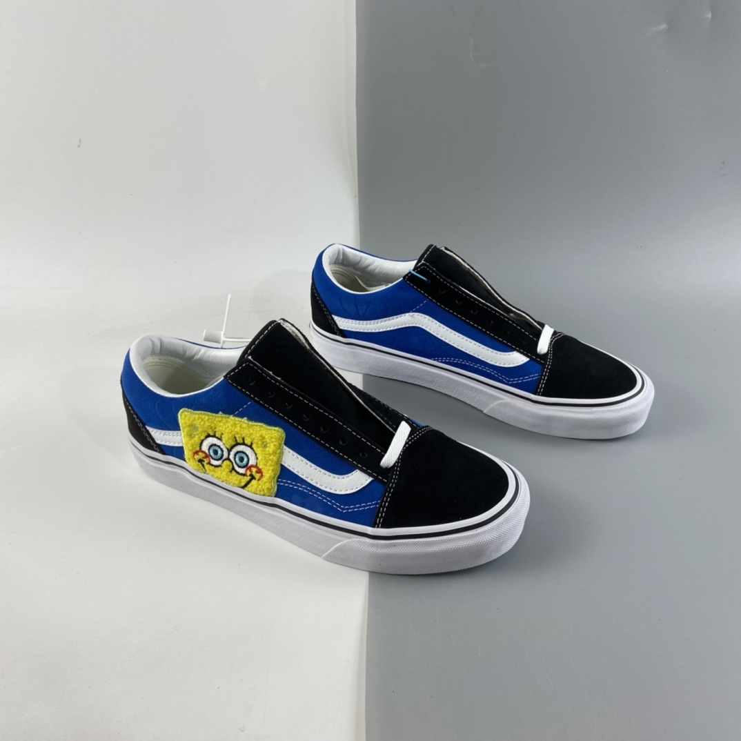 P170 2021全新Vans X 海绵宝宝联名OLDSKOOL限量款帆布休闲运动板鞋“蓝黑卡通”VN0A38G19XD