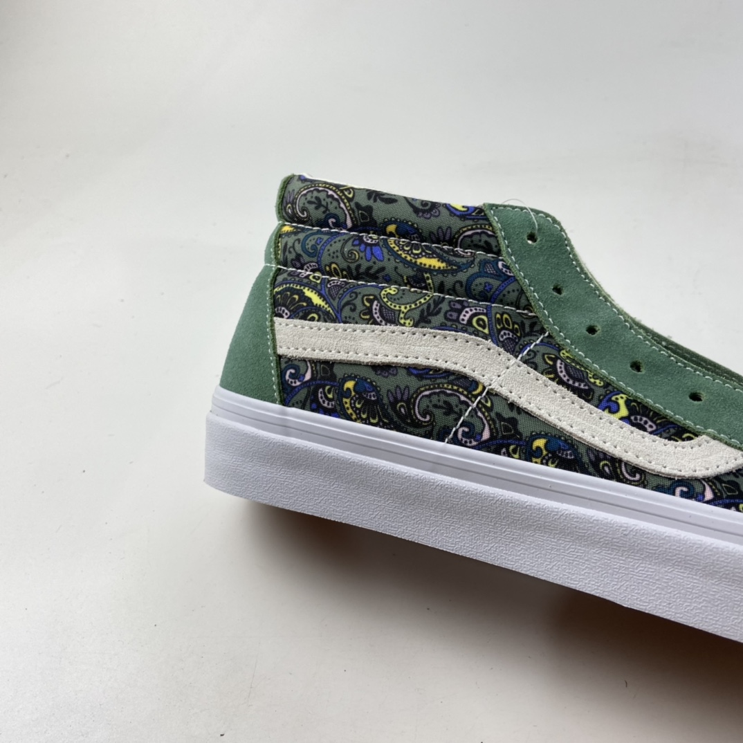P160 Vans Sk8-Mid 范斯官方腰果花中帮民族风印花板鞋运动鞋 牛油果绿 VN0A391F6TM