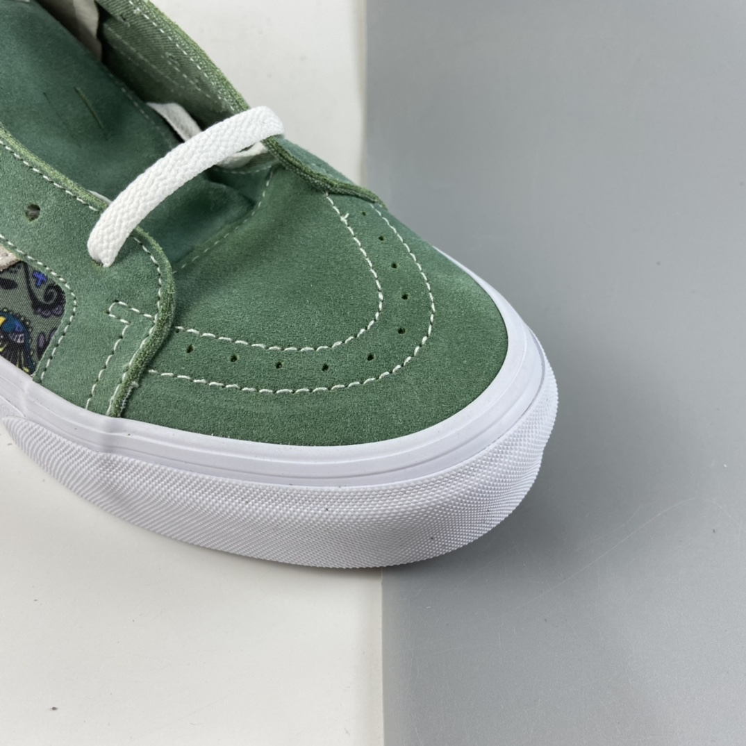 P160 Vans Sk8-Mid 范斯官方腰果花中帮民族风印花板鞋运动鞋 牛油果绿 VN0A391F6TM