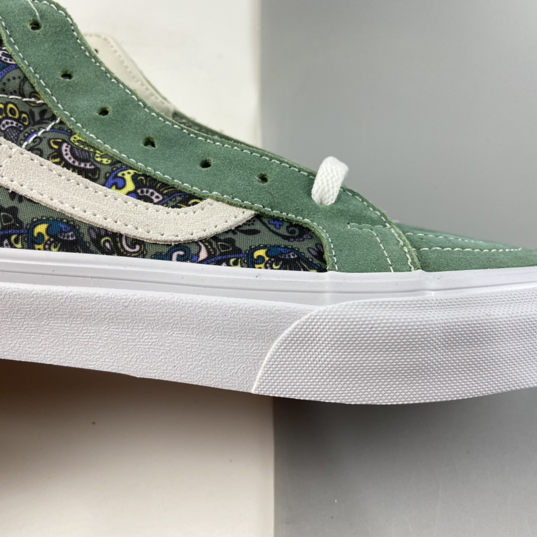 P160 Vans Sk8-Mid 范斯官方腰果花中帮民族风印花板鞋运动鞋 牛油果绿 VN0A391F6TM