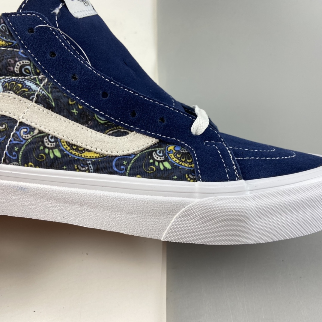 P160 Vans Sk8-Mid 范斯官方腰果花中帮民族风印花板鞋运动鞋 藏蓝色 VNOA391FITN