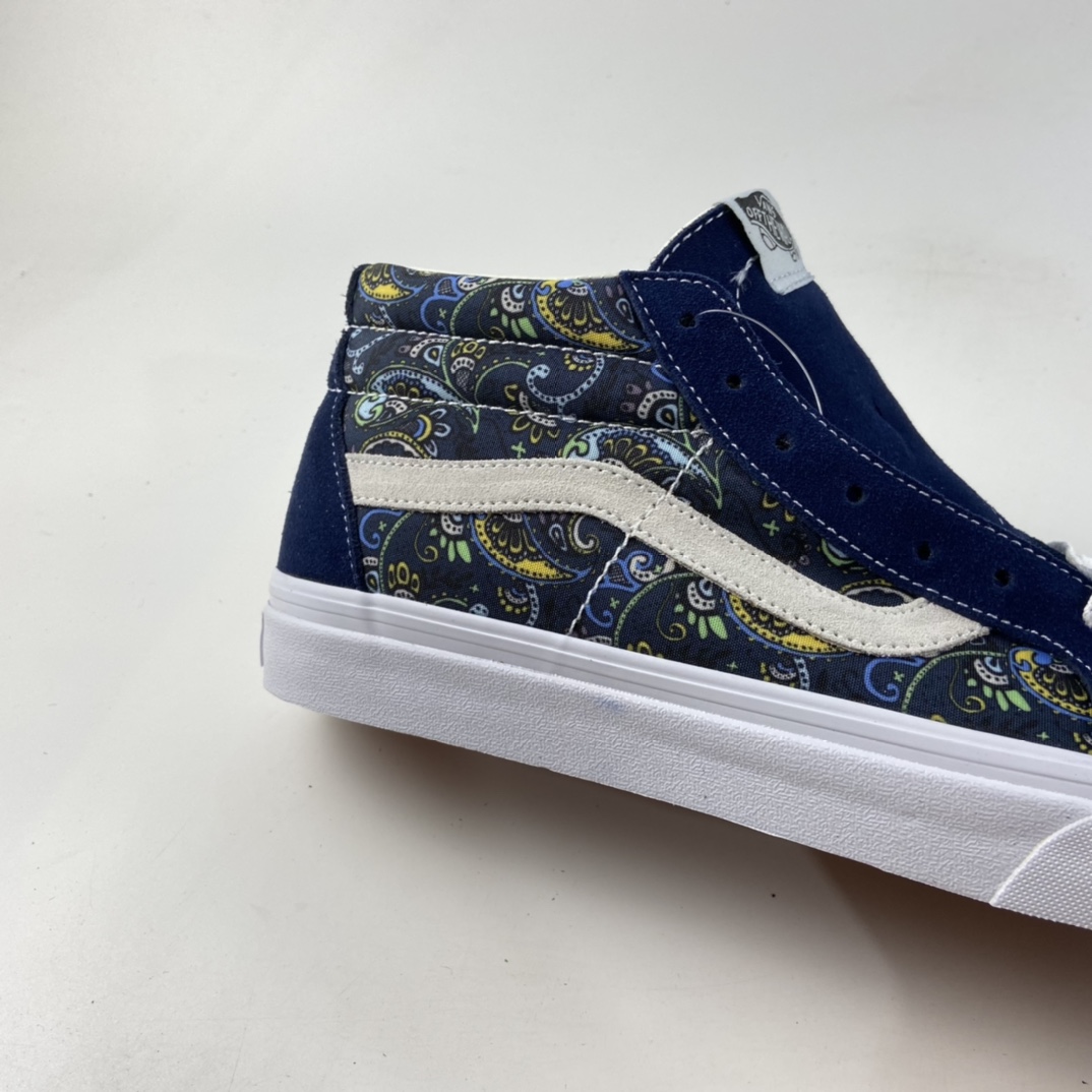 P160 Vans Sk8-Mid 范斯官方腰果花中帮民族风印花板鞋运动鞋 藏蓝色 VNOA391FITN