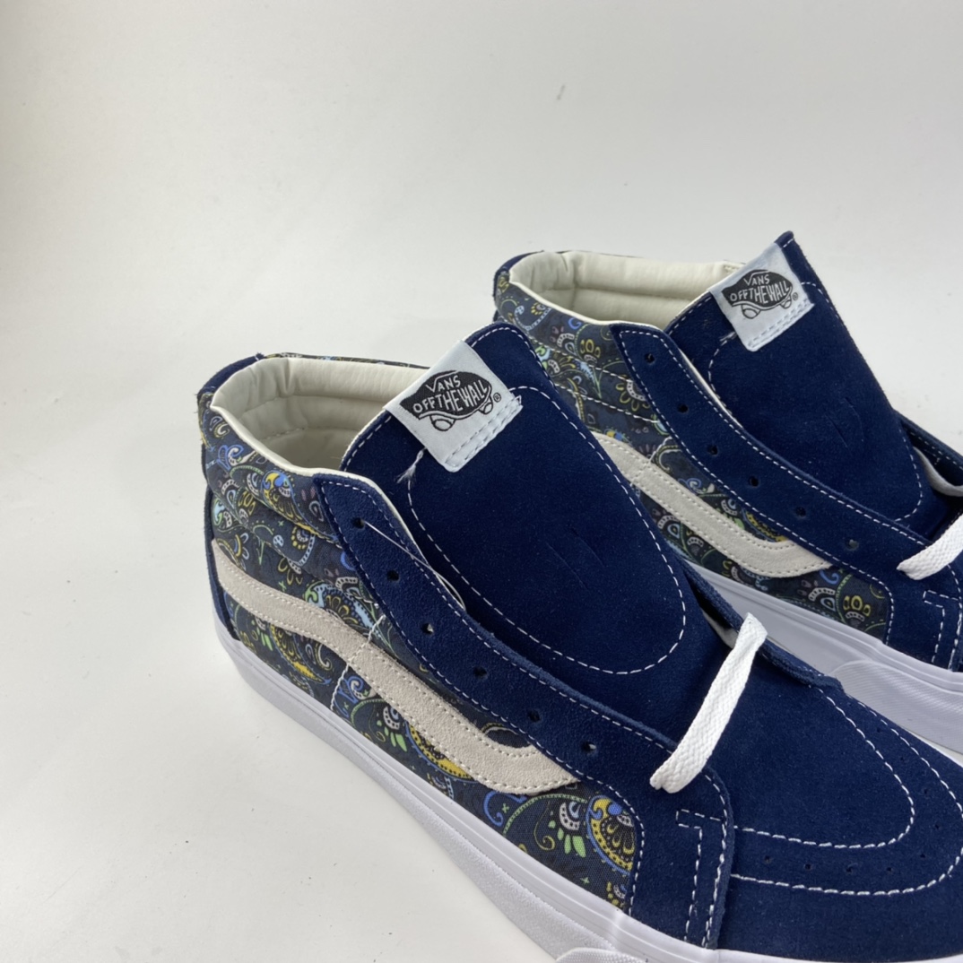 P160 Vans Sk8-Mid 范斯官方腰果花中帮民族风印花板鞋运动鞋 藏蓝色 VNOA391FITN