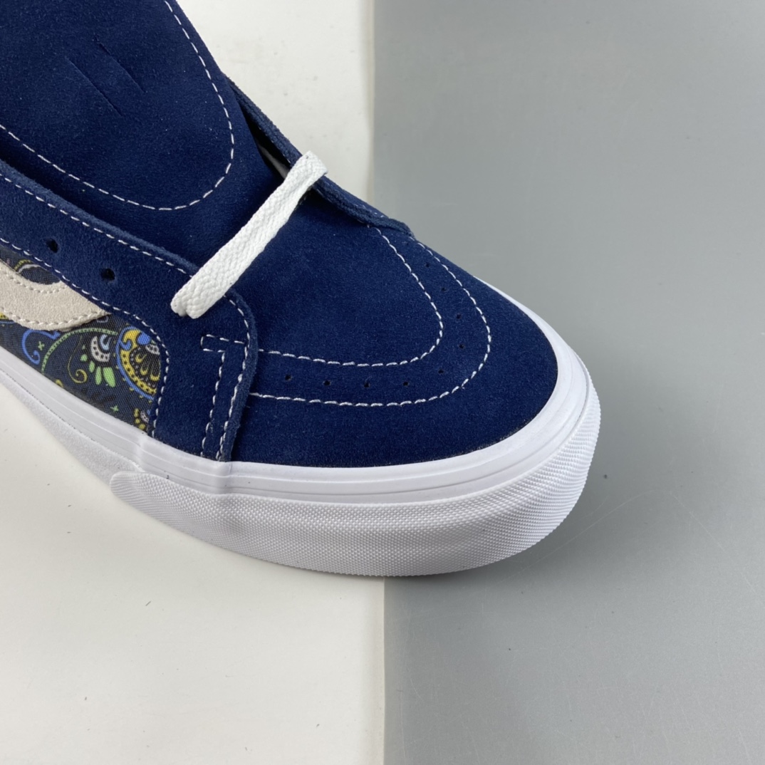 P160 Vans Sk8-Mid 范斯官方腰果花中帮民族风印花板鞋运动鞋 藏蓝色 VNOA391FITN