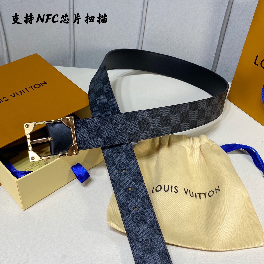 Louis Vuitton Belts Calfskin Canvas Cowhide
