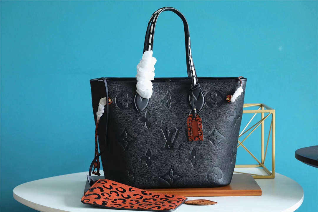 Louis Vuitton LV Neverfull Handbags Tote Bags Leopard Print Printing Empreinte​ Weave Fall Collection M45856