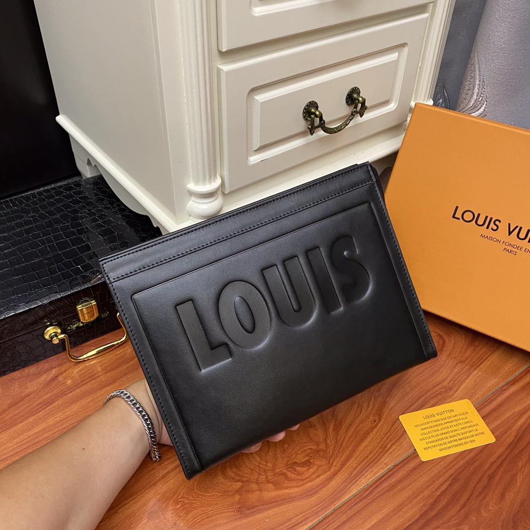 Louis Vuitton Clutches & Pouch Bags Black Monogram Eclipse Canvas Pochette M61692