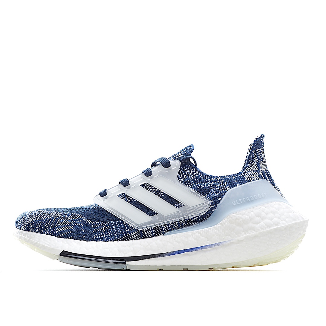 H0 纯原巴斯夫 阿迪达斯 Adidas UB7.0 爆米花 前凸后翘的adidas ultra boost 2021系列正式曝光，新一代的ulrtra boost 21在中底的部分添加了更多的boost材质面积，除了部分标志性的细节处外，这次更新的款式以前凸后翘的流线型呈现。中底的支撑片也变成了造型奇特的U型，鞋子设计十分有速度感。