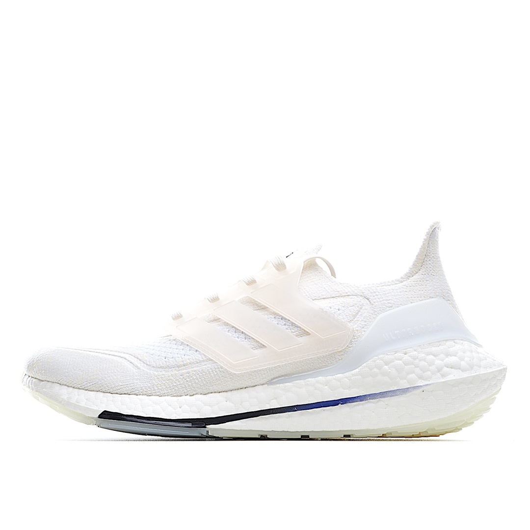 H0 纯原巴斯夫 阿迪达斯 Adidas UB7.0 爆米花 前凸后翘的adidas ultra boost 2021系列正式曝光，新一代的ulrtra boost 21在中底的部分添加了更多的boost材质面积，除了部分标志性的细节处外，这次更新的款式以前凸后翘的流线型呈现。中底的支撑片也变成了造型奇特的U型，鞋子设计十分有速度感。