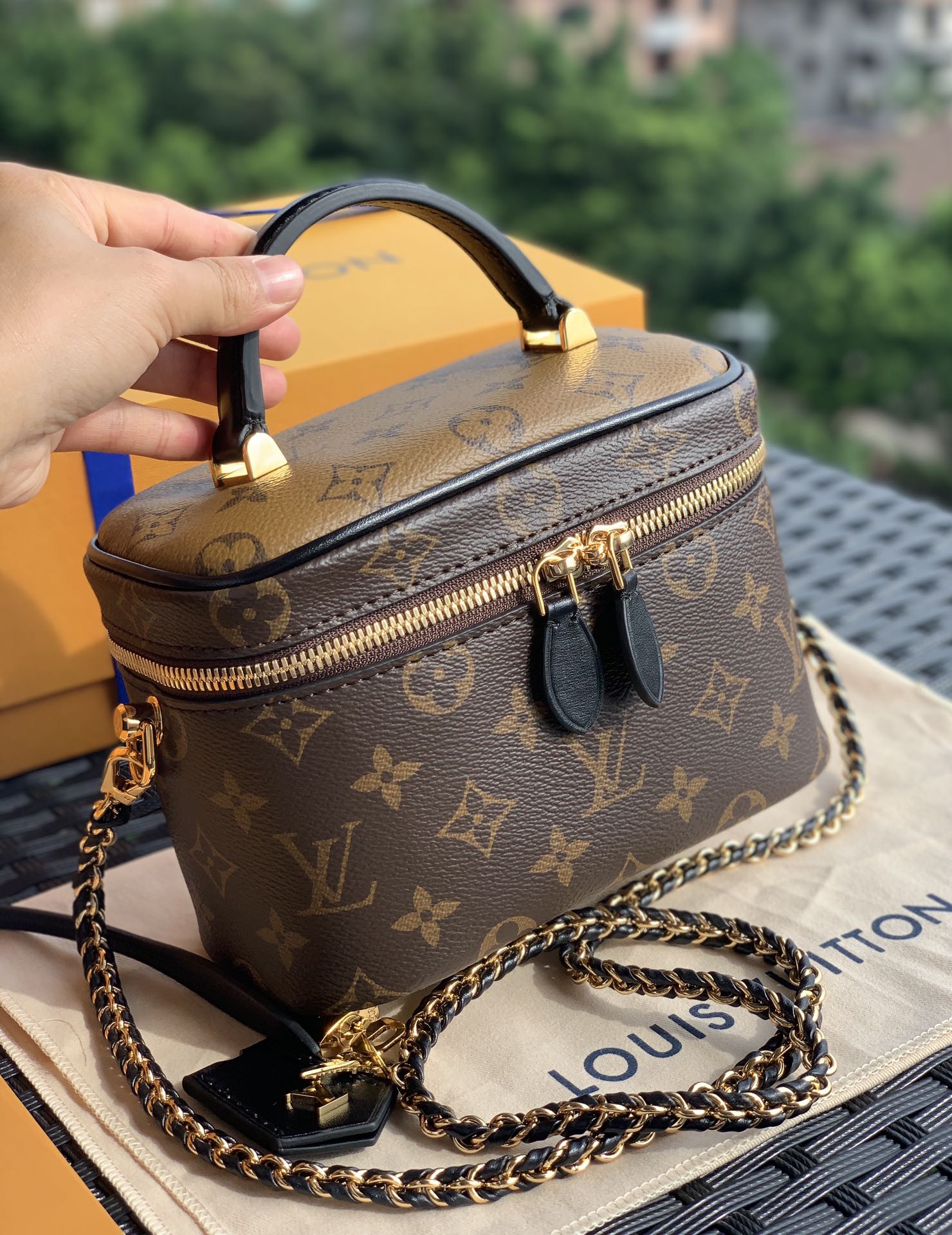 🌼 m45165尺寸19-13-11cm 又是一款爆款推荐！这款VANITY老花化妆包实在太火了🔥。前面