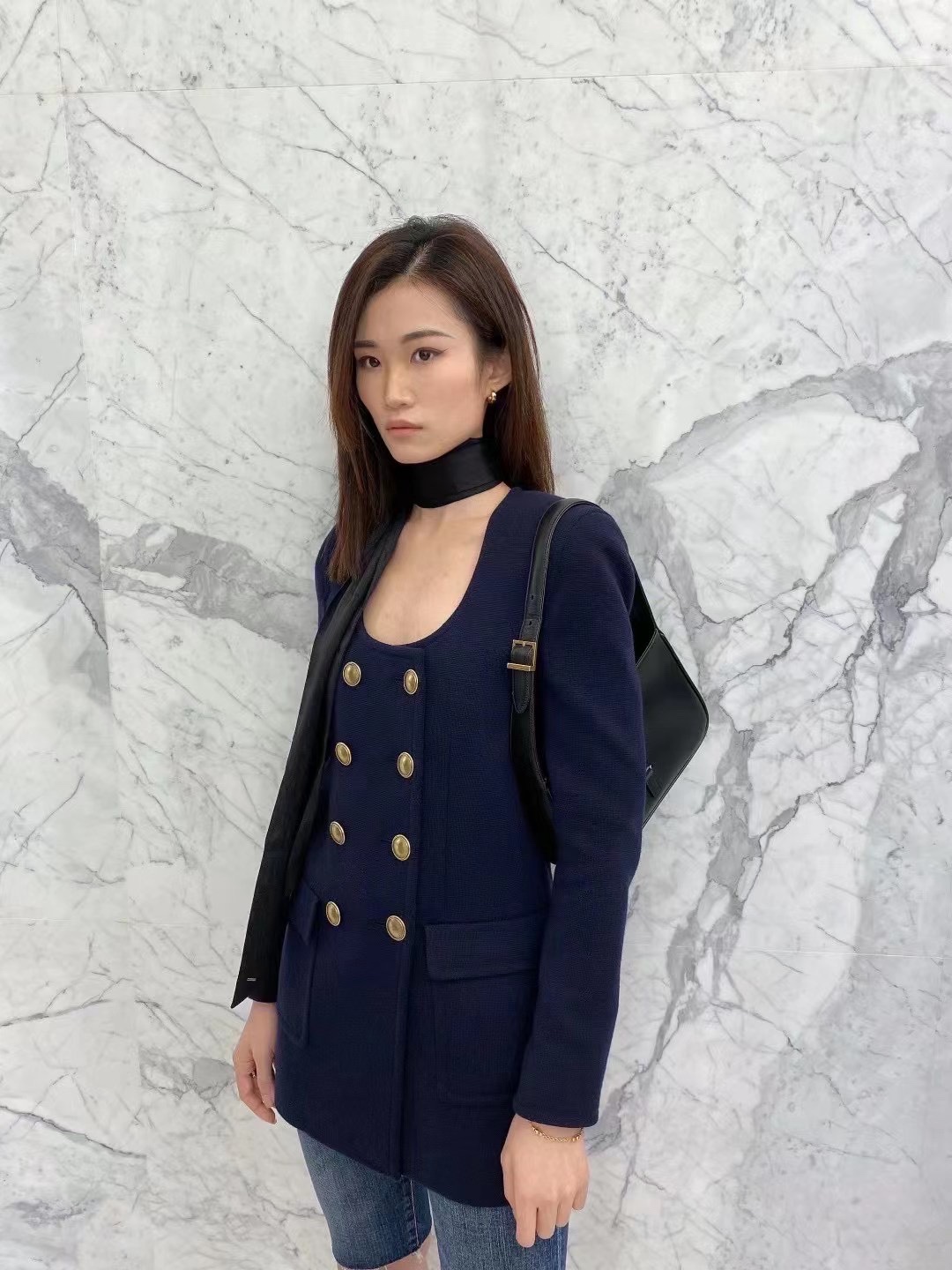 Saint laurent Ysl LE 5 À 7 平纹腋下包 657228黑色