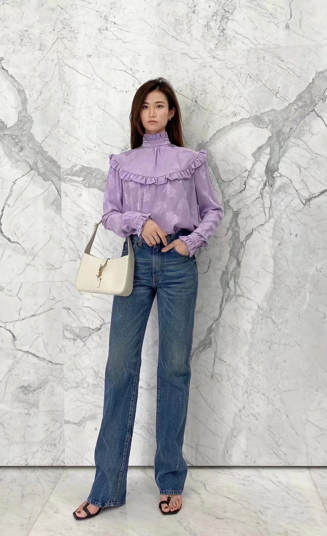 Saint laurent Ysl LE 5 À 7 平纹腋下包 657228白色