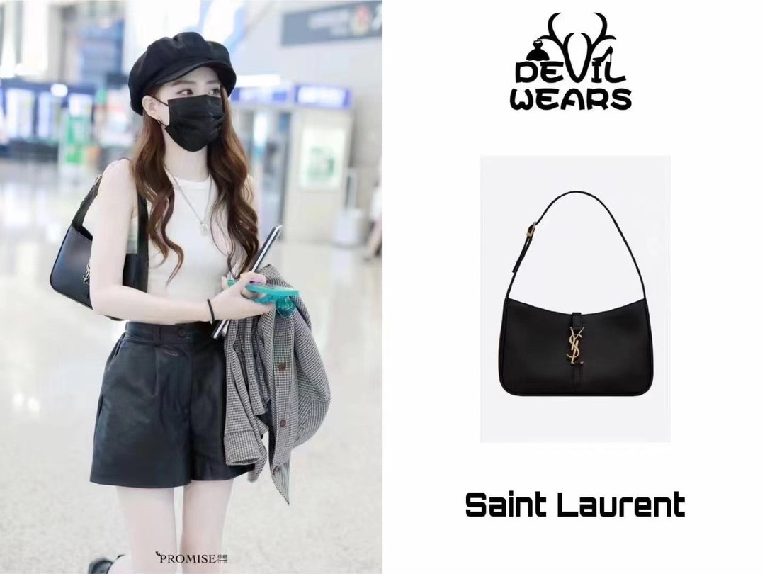 Saint laurent Ysl LE 5 À 7 平纹腋下包 657228黑色