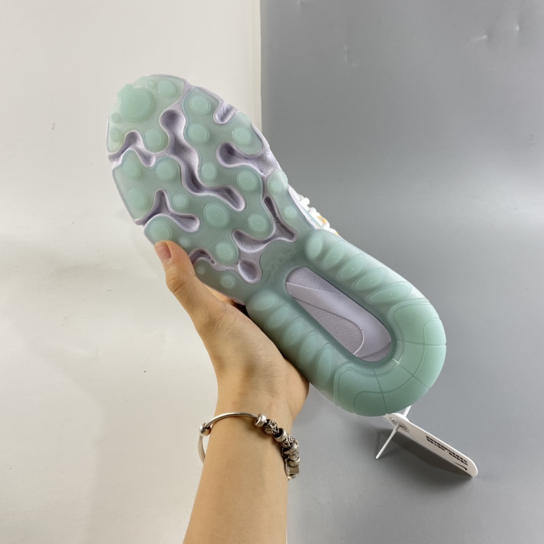 P160  Nike Air Max 270 React 新款 高频网面机能半掌气垫缓震跑步鞋 DJ3027-100