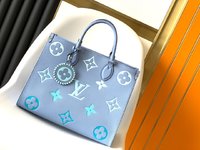 Louis Vuitton LV Onthego Fashion
 Tote Bags Blue Pink Sky Yellow Weave Cowhide M45717