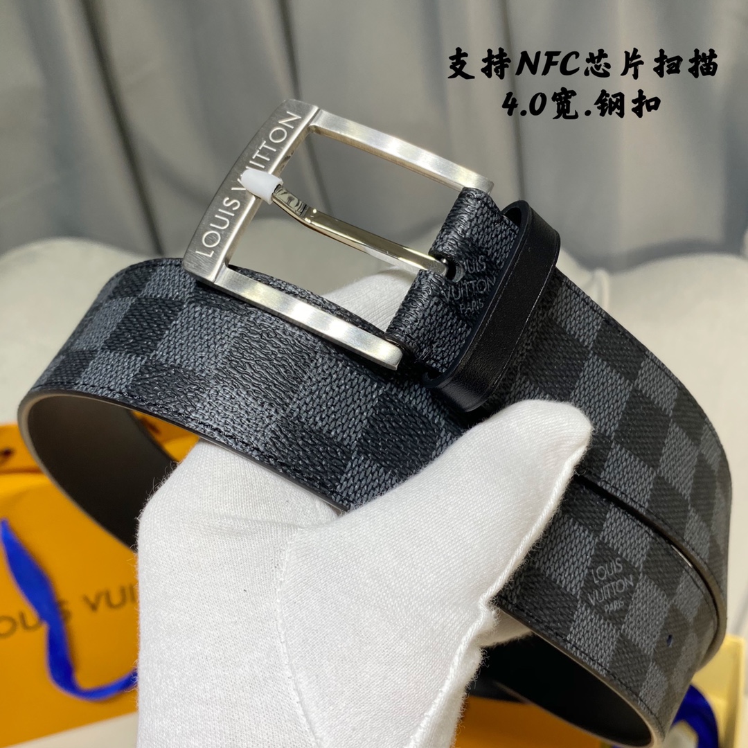 Louis Vuitton Belts Calfskin Canvas Cowhide