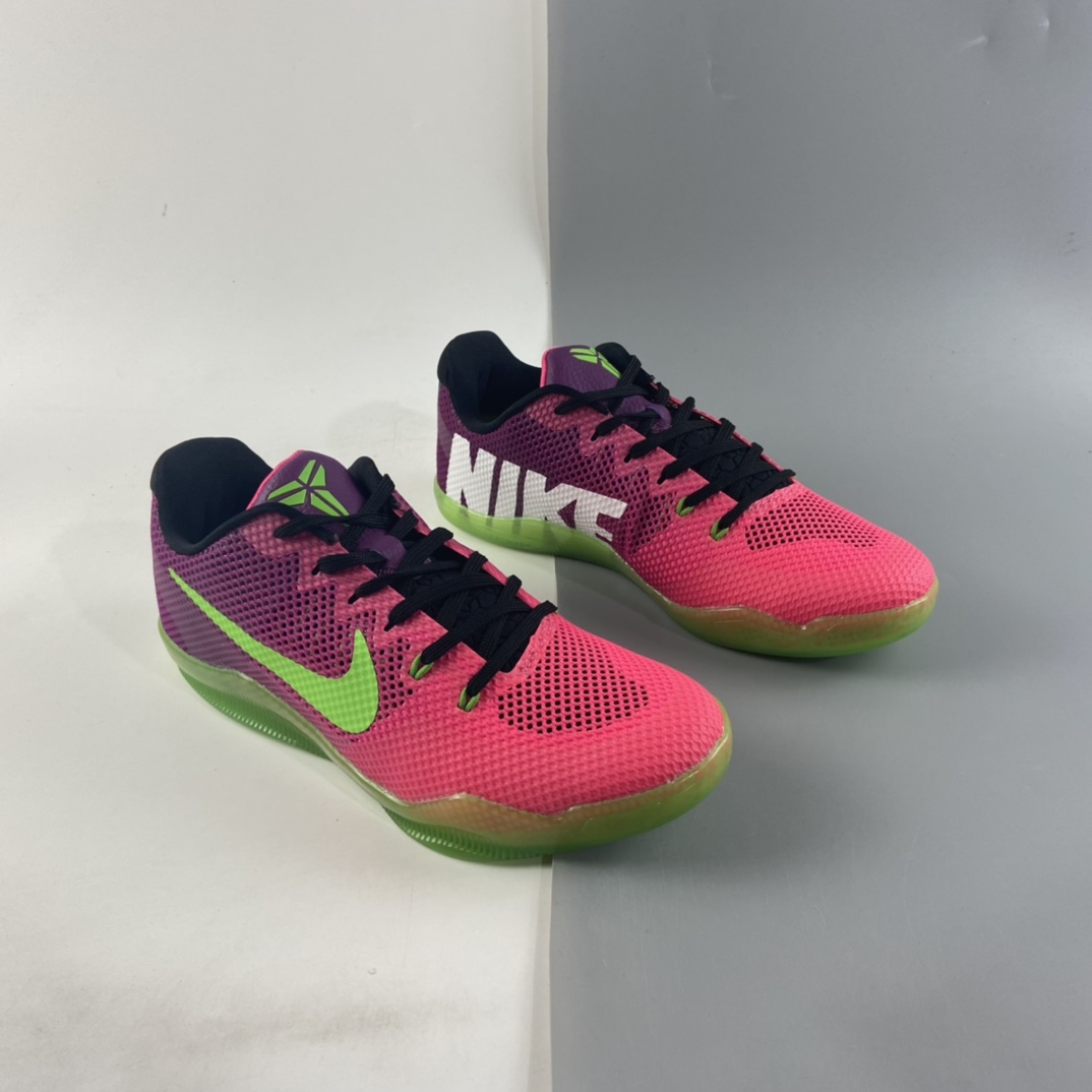 P240  Nike Kobe 11 EM 科比11代篮球鞋运动鞋 玫红荧光绿 刺客 836184-635