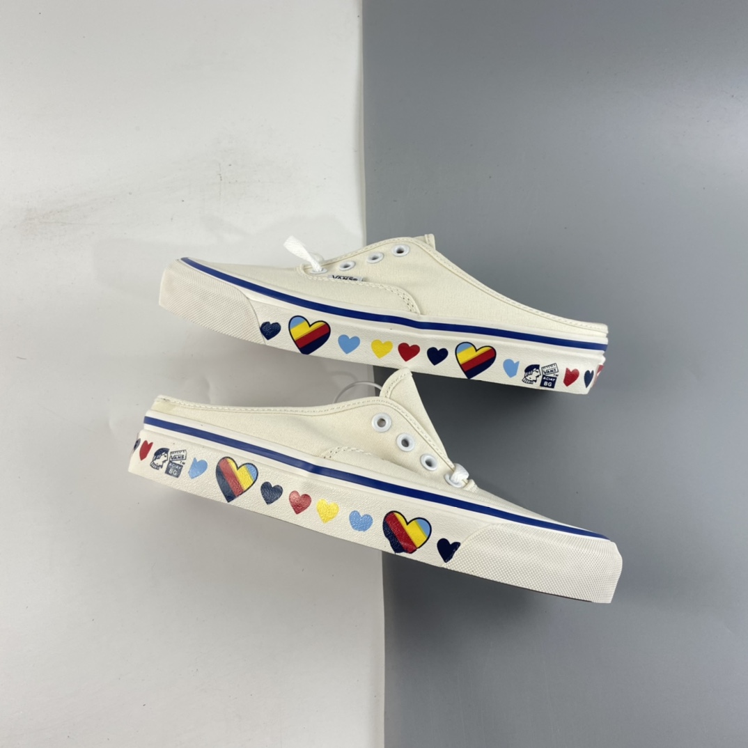 P140  Vans Authentic 安纳海姆情人节限定米白爱心半拖 VN0A54F7JTT