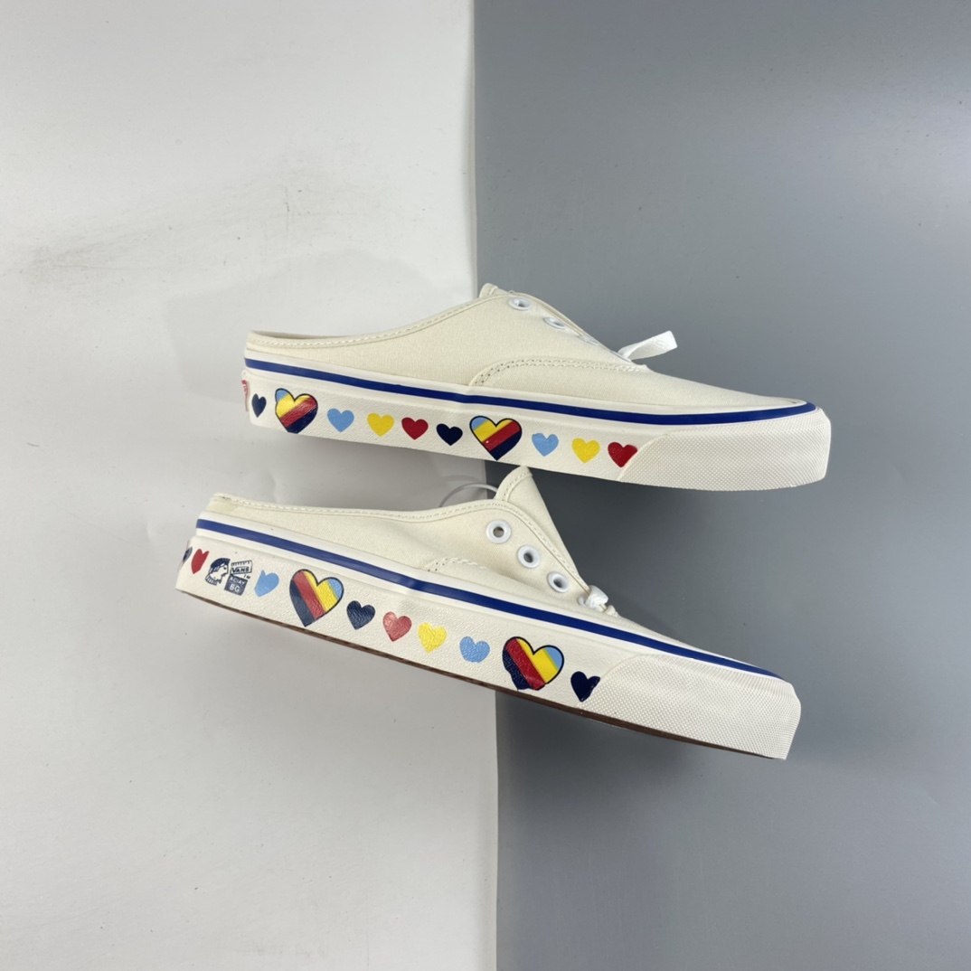 P140  Vans Authentic 安纳海姆情人节限定米白爱心半拖 VN0A54F7JTT