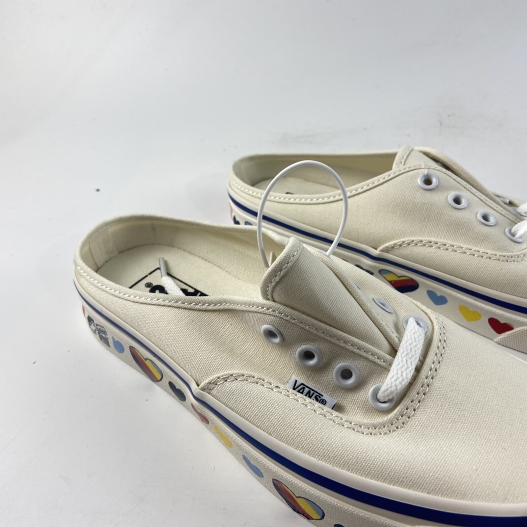 P140  Vans Authentic 安纳海姆情人节限定米白爱心半拖 VN0A54F7JTT