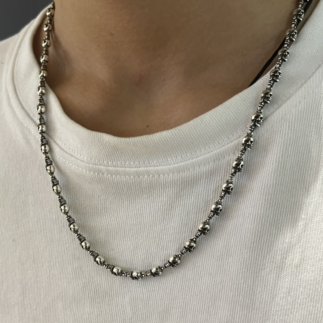 Chrome Hearts 新品上架𝗖𝗵𝗿𝗼𝗺𝗲 𝗛𝗲𝗮𝗿𝘁𝘀 克罗心桃心骷髅头项链