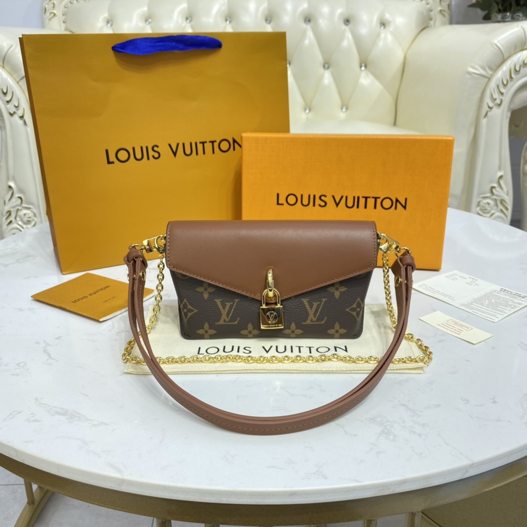 Louis Vuitton Bags Handbags Black Caramel Monogram Canvas Cowhide Chains M80559