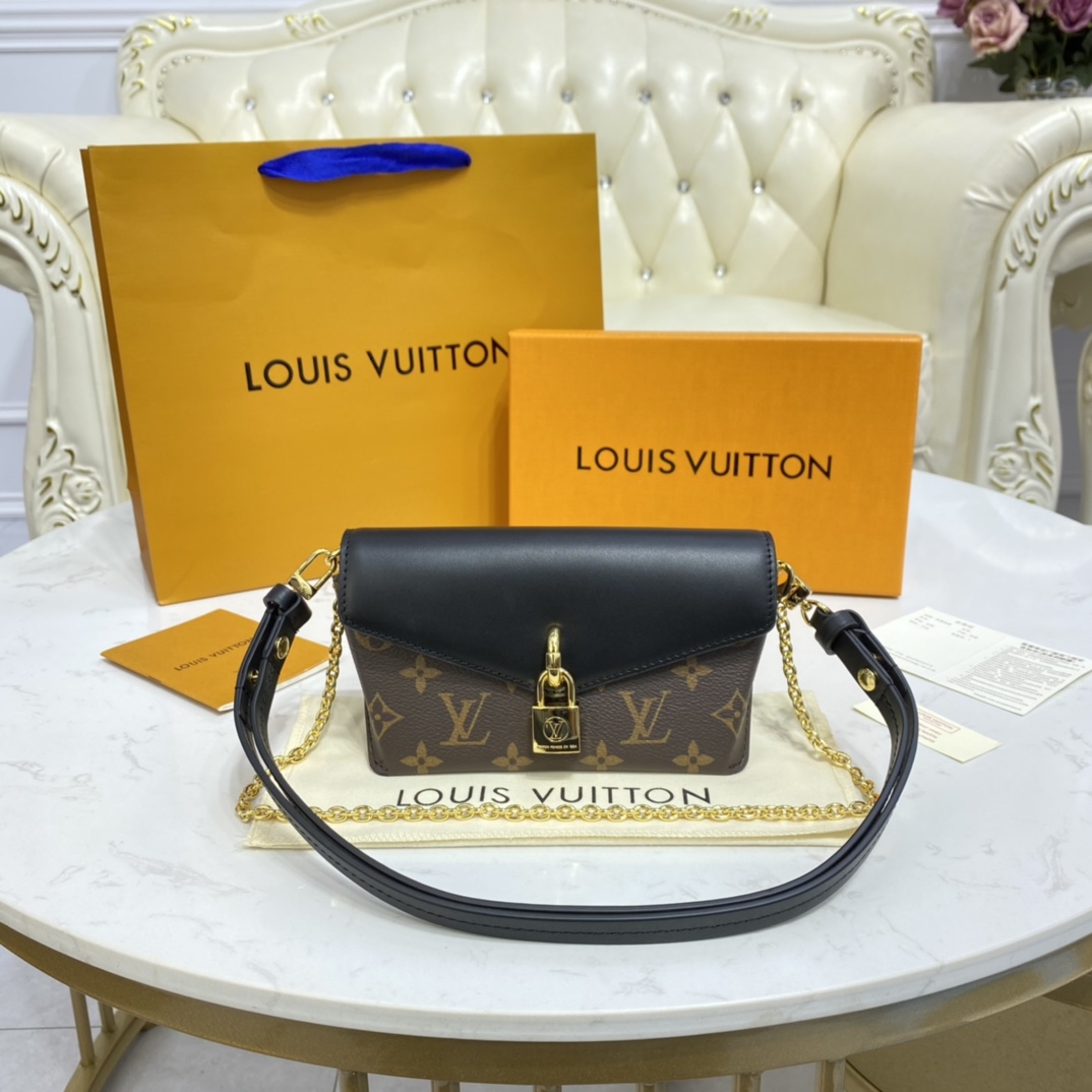 Louis Vuitton Bags Handbags Black Caramel Monogram Canvas Cowhide Chains M80559