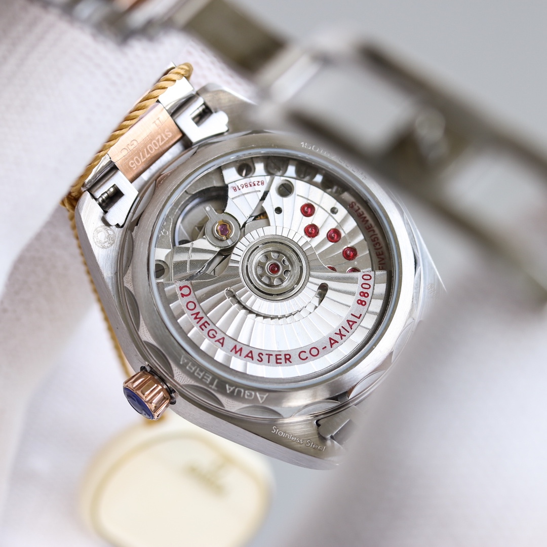 “White Crust 2415 Gold Shell Drill Omega AP5 Seahorse 34mm Watch – Perfect Gift for Girls” - 图片 8